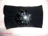 Faixa de Meia Preta Florzinha Bolinha Branca